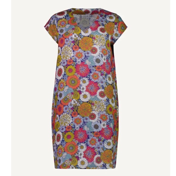 FOIL Strike a Pose Benefits Linen Dress Women’s Sze 8 Multicolor W/ Pockets NWOT - Picture 1 of 9